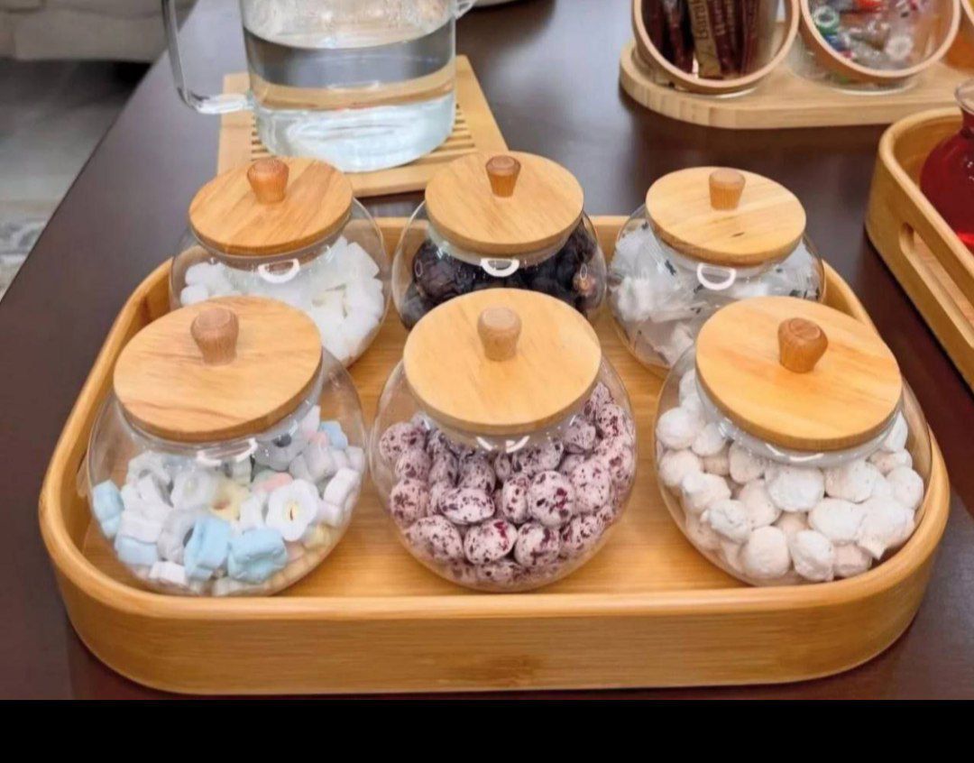 تصویر قندان پیرکس درب بامبو 